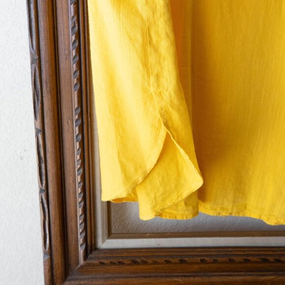 Old Navy Top Sz L Yellow Sleeveless VNeck Side Split Hem Flowy Breezy Boho - Picture 5 of 7